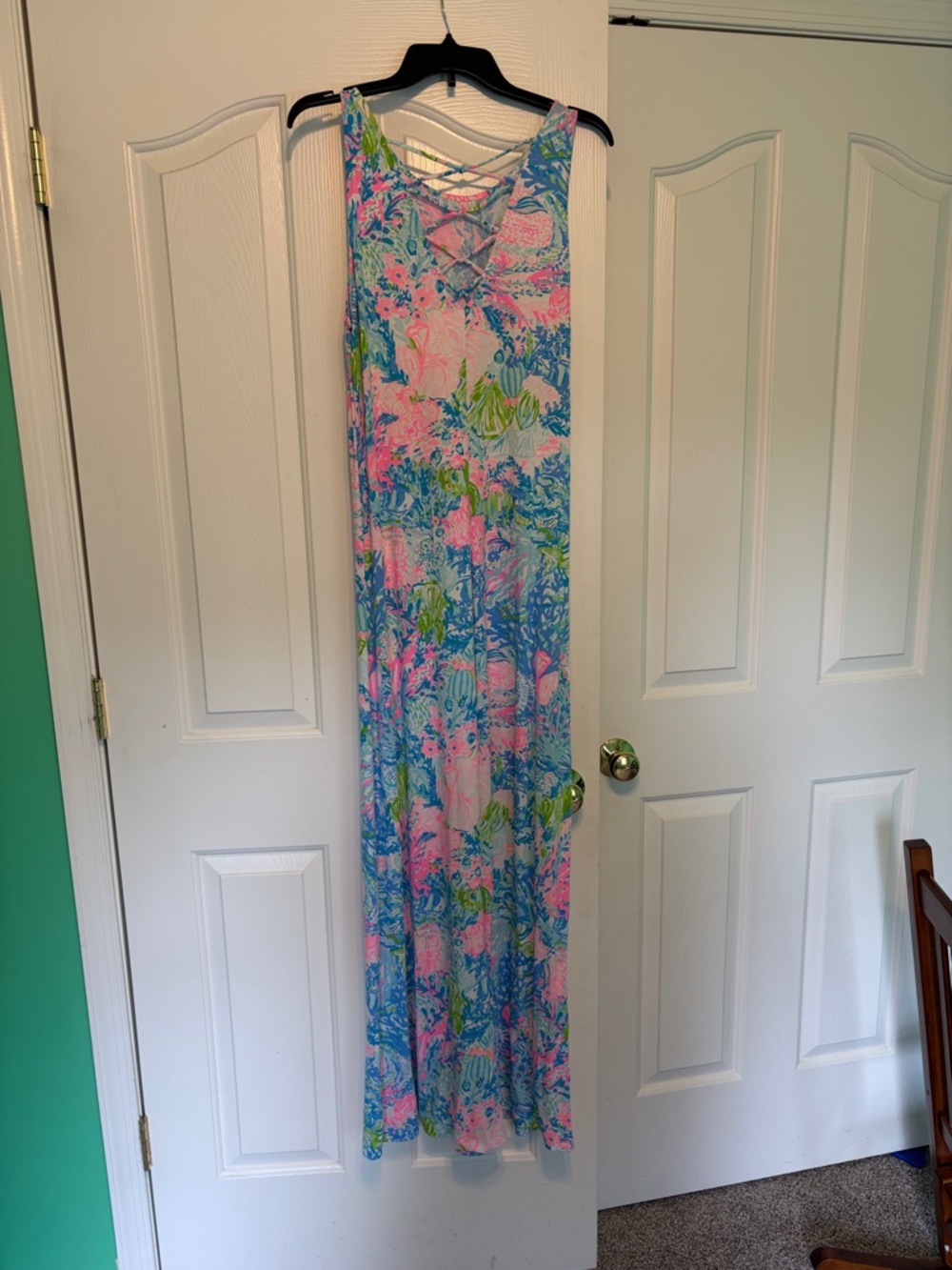 Lilly Pulitzer Blue Pink Green Floral Maxi Dress - Picture 2 of 3